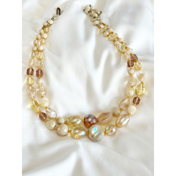 W Germany Glass Bead Double Strand Necklace - Picture 3 of 6